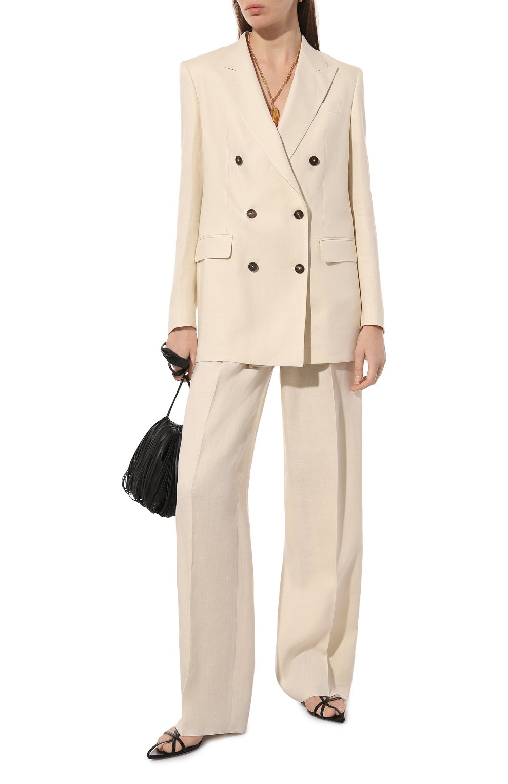 Льняные брюки TAGLIATORE 0205 кремового цвета по цене 43400 руб., арт. P-EB0NY/340021/EA839, фото 2 Льняные брюки TAGLIATORE 0205, арт. P-EB0NY/340021/EA839, фото 2