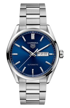 Мужские часы carrera 5 TAG HEUER бесцветного цвета, арт. WBN2012.BA0640 | Фото 1 (Механизм: Автомат; Материал корпуса: Сталь; Региональные ограничения белый список (Axapta Mercury): Не проставлено; Нос: Не проставлено; Цвет циферблата: Синий)