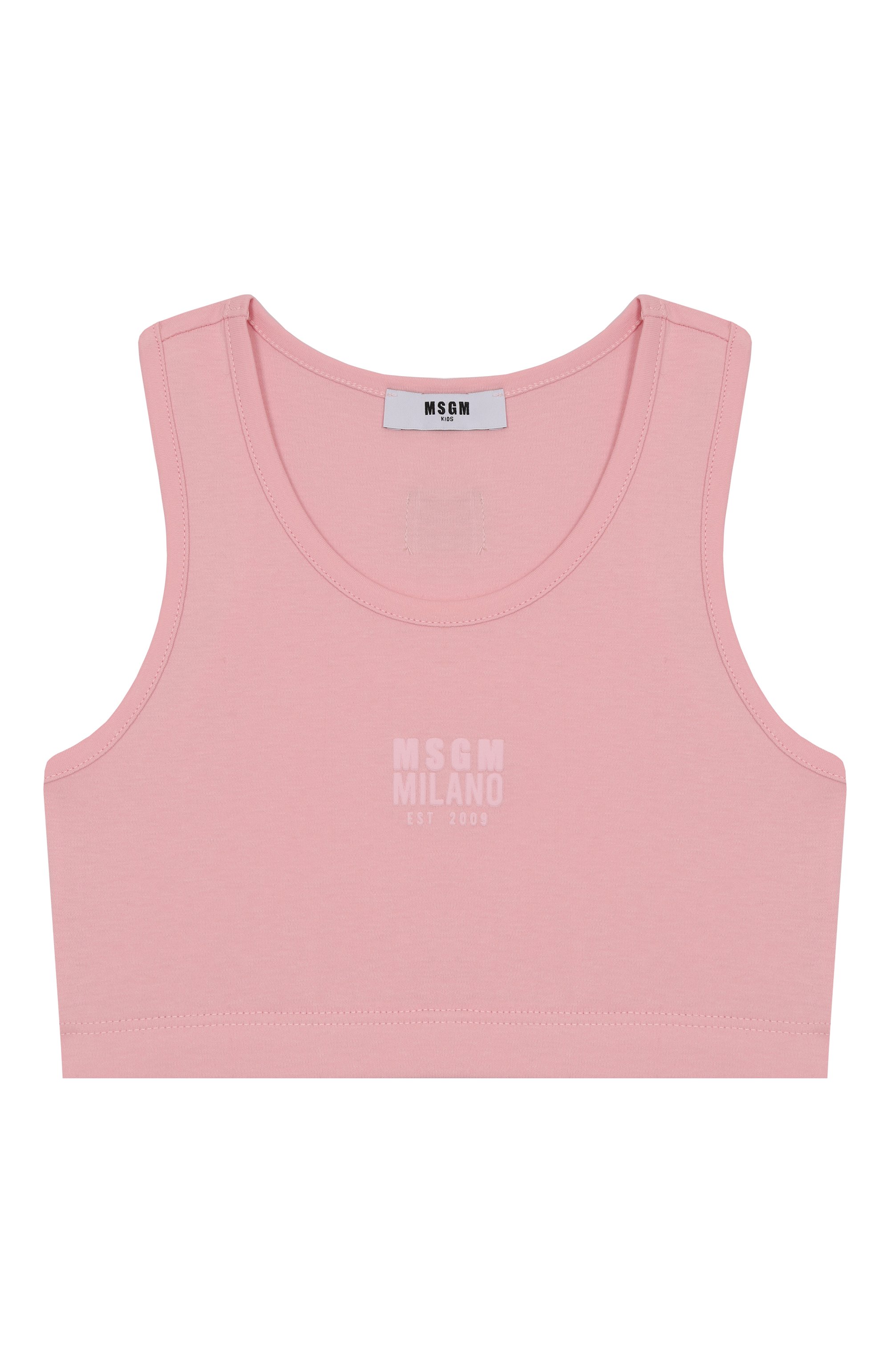 Хлопковый топ MSGM KIDS светло-розового цвета по цене 6645 руб., арт. S5MSJGTA175, фото 1 Хлопковый топ MSGM KIDS, арт. S5MSJGTA175, фото 1