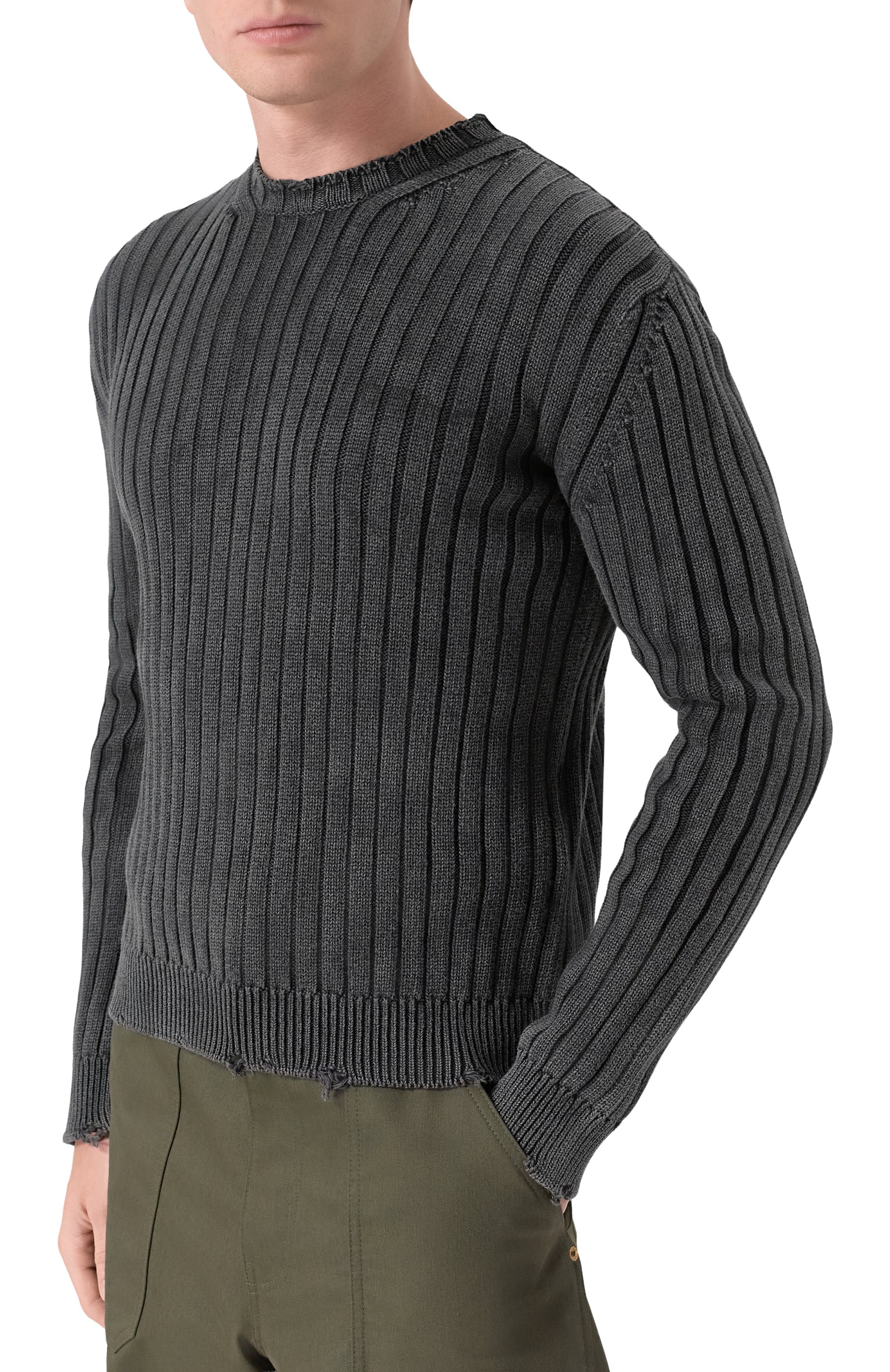 Хлопковый джемпер OFF-WHITE темно-серого цвета по цене 68300 руб., арт. 0MHE20BF25KNI001, фото 3 Хлопковый джемпер OFF-WHITE, арт. 0MHE20BF25KNI001, фото 3