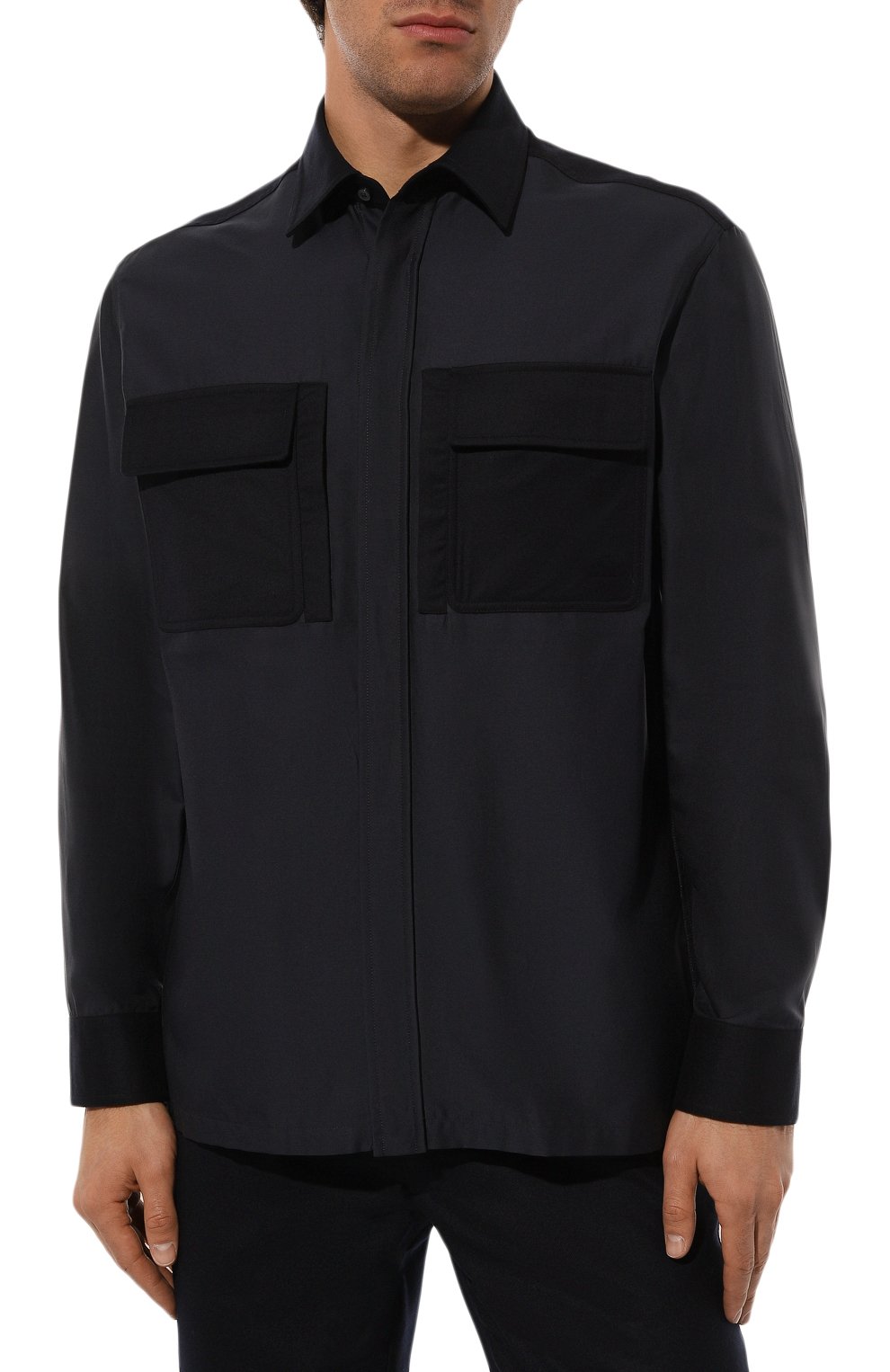 Рубашка из хлопка и шелка ZILLI темно-синего цвета по цене 138500 руб., арт. SP0G01M011193001A, фото 3 Рубашка из хлопка и шелка ZILLI, арт. SP0G01M011193001A, фото 3