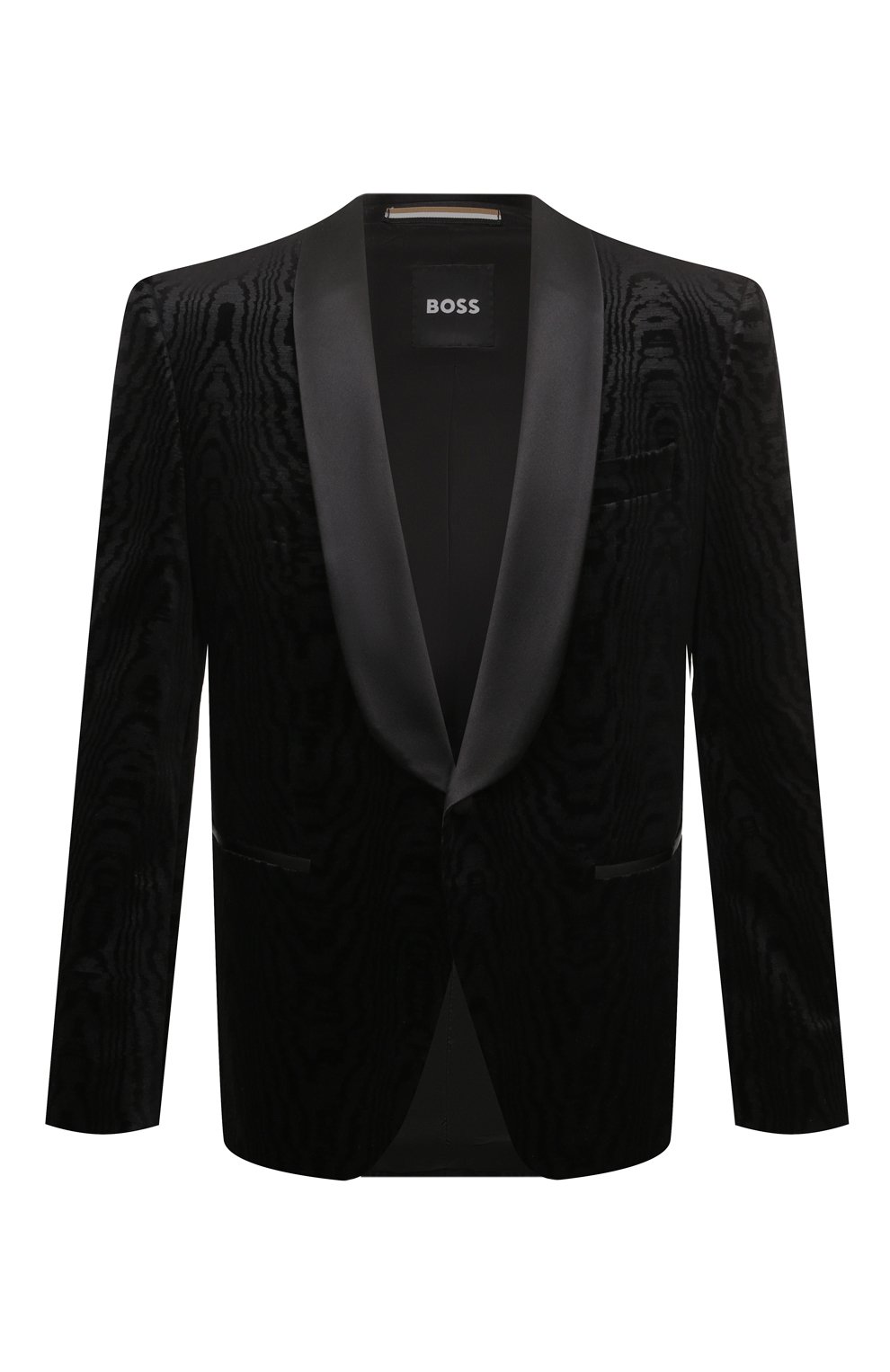 Хлопковый смокинг BOSS черного цвета по цене 86800 руб., арт. 50527994, фото 1 Хлопковый смокинг BOSS, арт. 50527994, фото 1