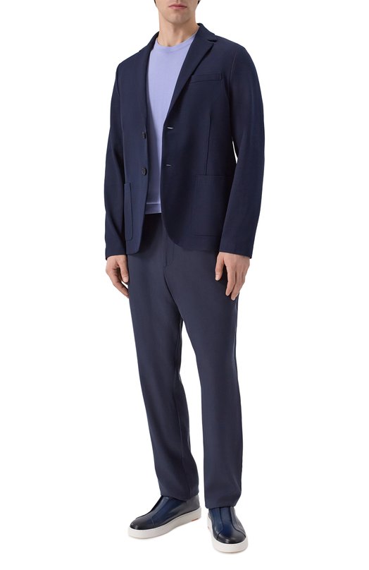 Кожаные кеды Cleanic Santoni MBCG21995BARTMVI Синий  MBCG21995BARTMVI Фото 2