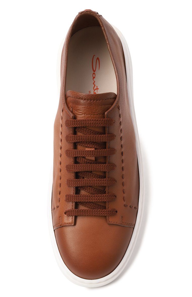 Мужские кожаные кеды cleanic SANTONI коричневого цвета, арт. MBCG22065BARTAFB | Фото 6 (Подошва: Массивная; Материал внутренний: Натуральная кожа; Материал внешний: Натуральная кожа; Стили: Классический; Кросс-КТ: Низкие; Материал утеплителя: Без утеплителя; Автоматизация состава: Проставлено; Автоматизация ТО: Проставлено)
