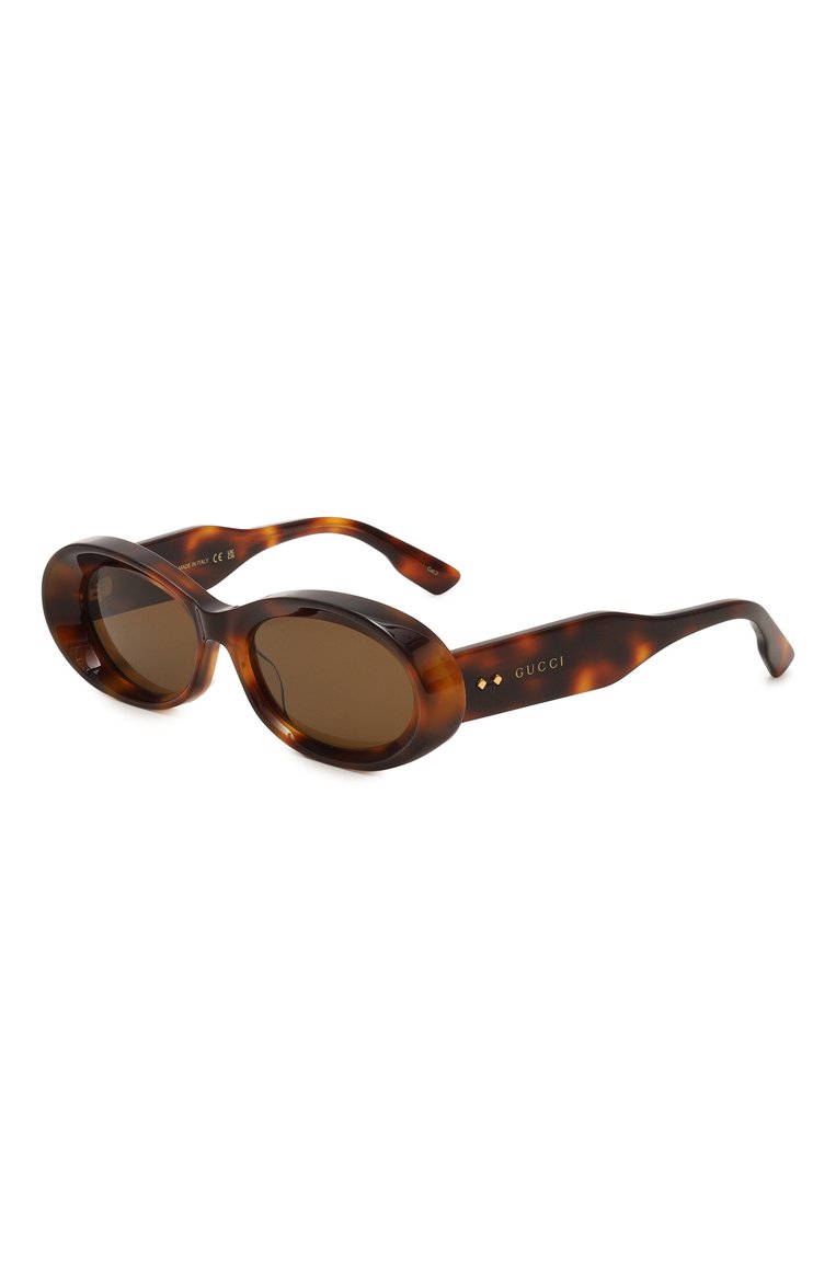 Женские солнцезащитные очки GUCCI коричневого цвета, арт. GG1527S 002 | Фото 1 (Нос: Не проставлено; Региональные ограничения белый список (Axapta Mercury): Не проставлено; Тип очков: С/з; Материал: Пластик; Очки форма: Овальные; Оптика Гендер: оптика-женское)