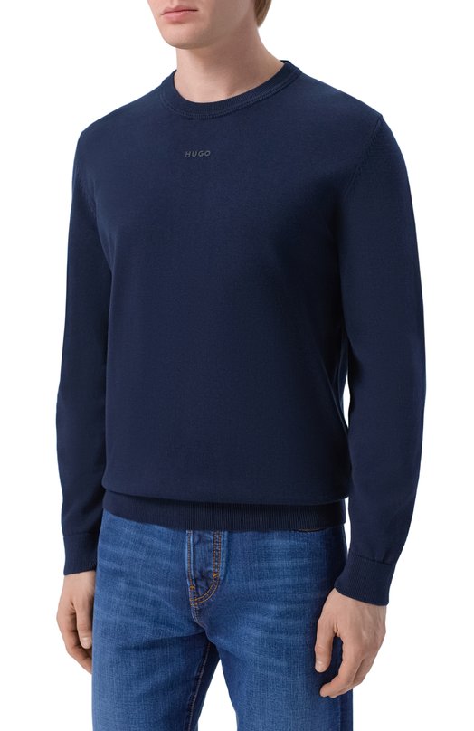 Хлопковый джемпер HUGO 50553588 Синий  50553588 Фото 3
