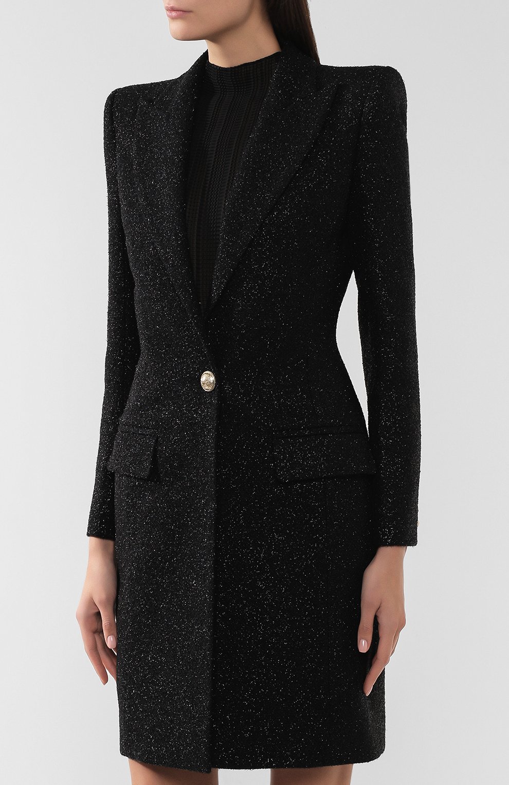 Шерстяное пальто BALMAIN черного цвета по цене 274000 руб., арт. SF18539/W038, фото 3 Шерстяное пальто BALMAIN, арт. SF18539/W038, фото 3