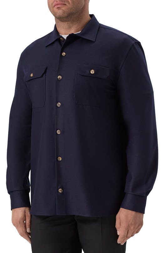 Шерстяная рубашка Brunello Cucinelli M038P0720 Синий  M038P0720 Фото 3