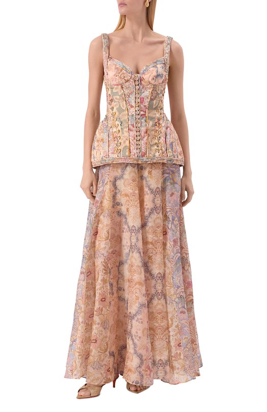 Комбинированное платье Zimmermann 6909DC261 Бежевый  6909DC261 Фото 2