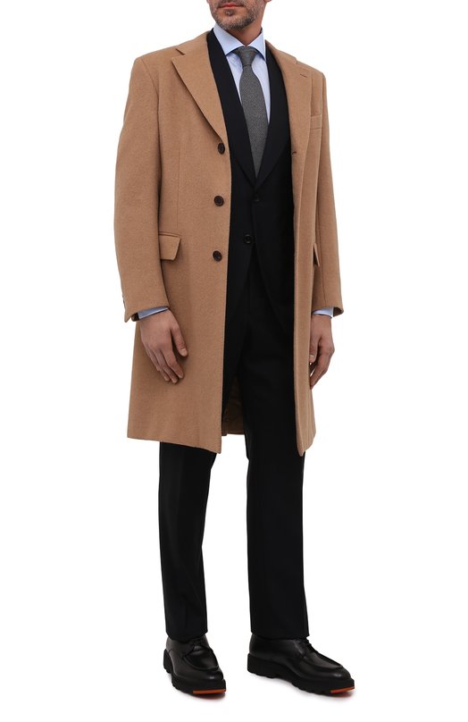 Шерстяное пальто Brioni R07N0N/07333 Бежевый  R07N0N/07333 Фото 2