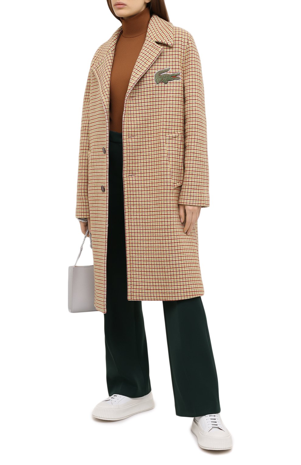 Шерстяное пальто LACOSTE кремового цвета по цене 113810 руб., арт. BH3048, фото 2 Шерстяное пальто LACOSTE, арт. BH3048, фото 2