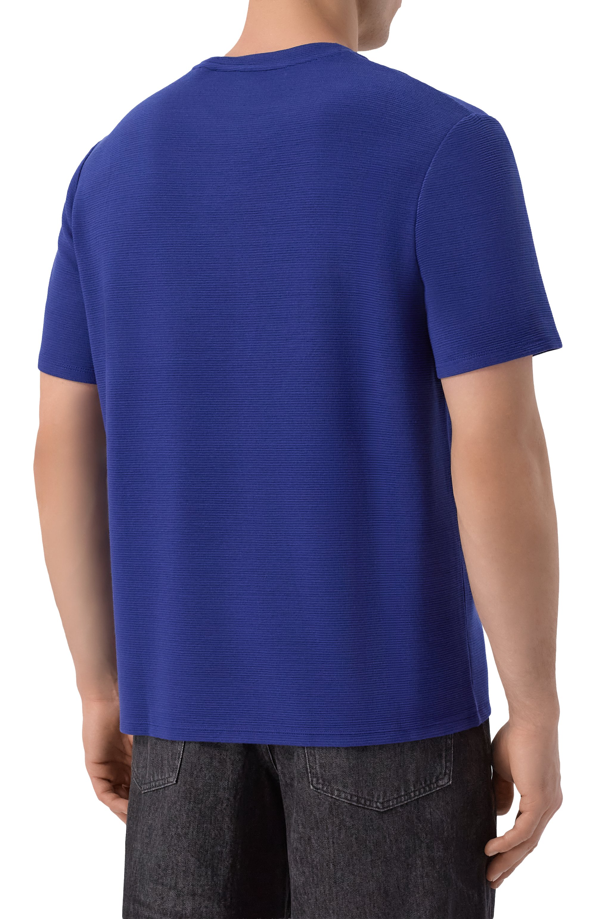 Футболка из вискозы BOSS синего цвета по цене 7475 руб., арт. 50527377, фото 4 Футболка из вискозы BOSS, арт. 50527377, фото 4