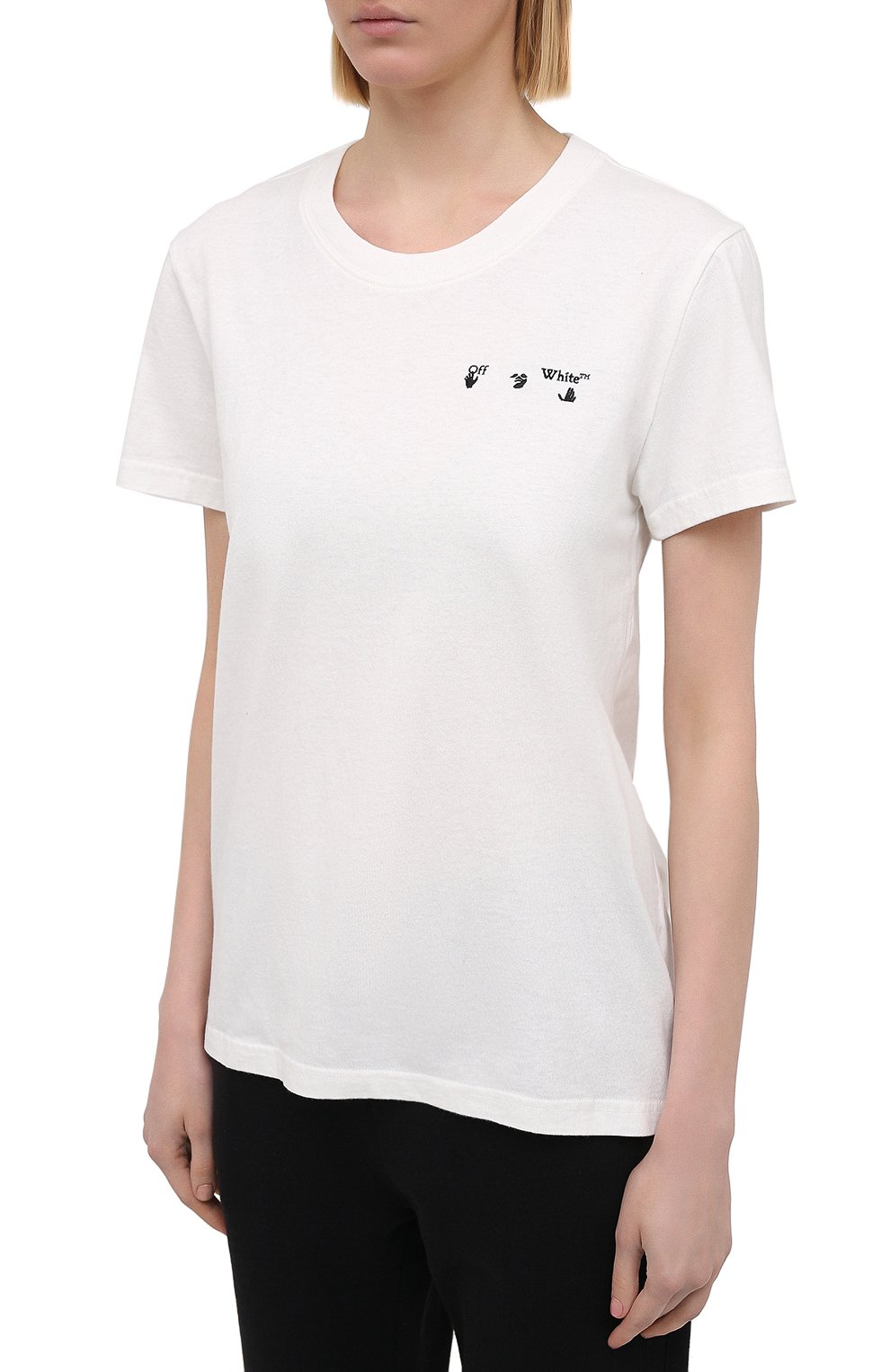 Хлопковая футболка OFF-WHITE белого цвета по цене 32700 руб., арт. 0WAA049R21JER001, фото 3 Хлопковая футболка OFF-WHITE, арт. 0WAA049R21JER001, фото 3