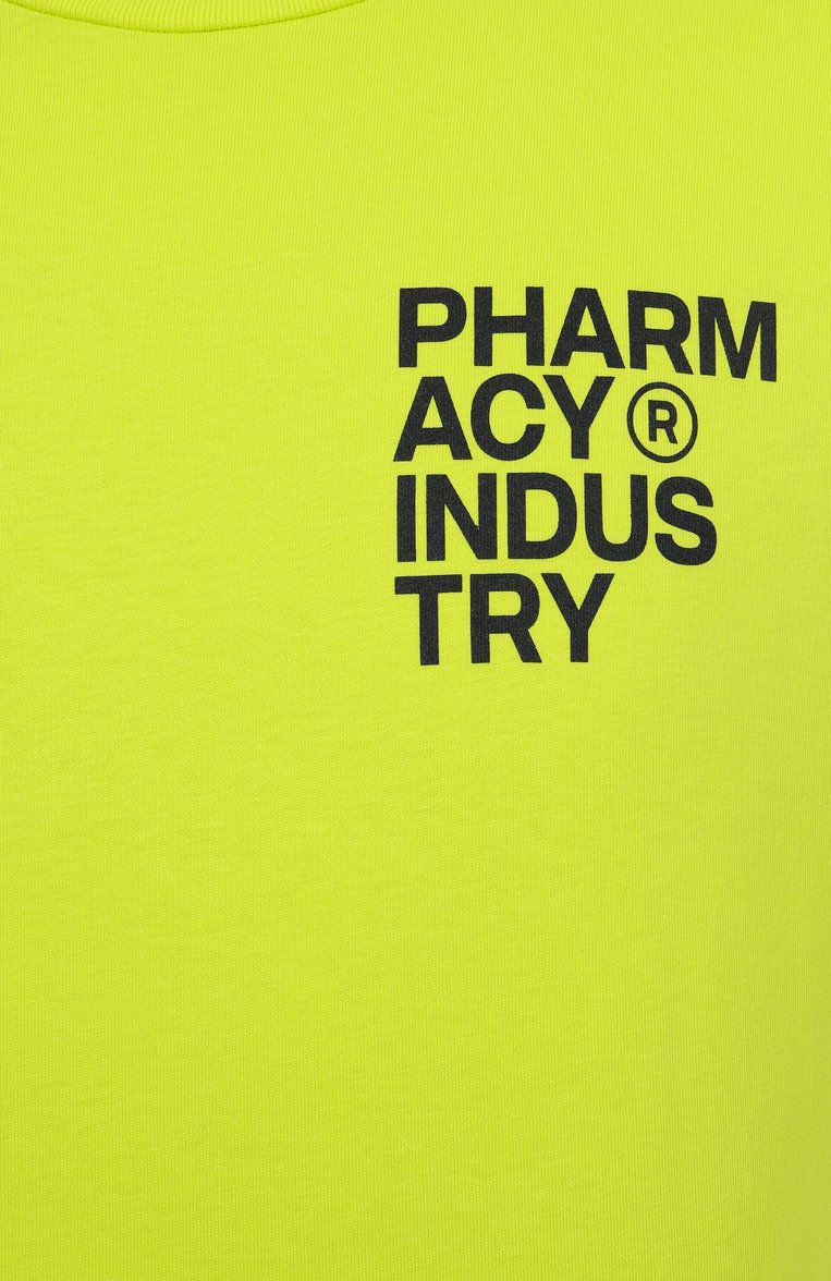 Мужская хлопковая футболка PHARMACY INDUSTRY салатового цвета, арт. PHABM00172 | Фото 6 (Длина (для топов): Стандартные; Рукава: Короткие; Материал внешний: Хлопок; Стили: Кэжуэл; Принт: С принтом; Кросс-КТ: Джерси; Мужское Кросс-КТ: Футболка-одежда)