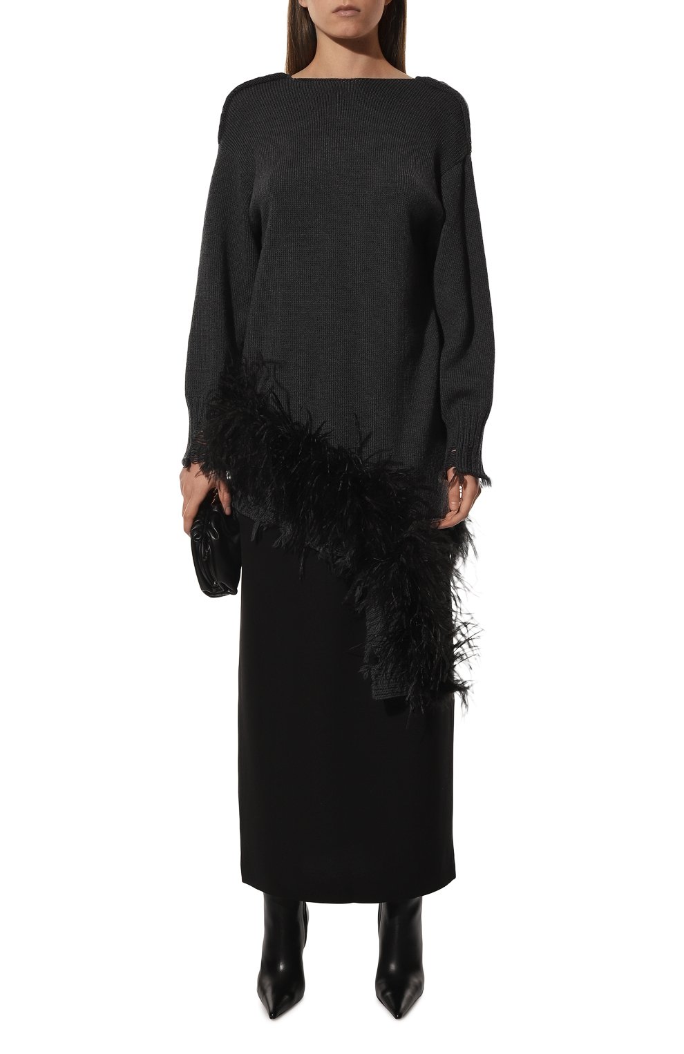 Шерстяной свитер с отделкой перьями AND THE BRAND, арт. W23-JM020-0702-991, фото 2