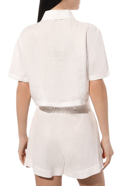 Льняная рубашка A MERE CO белого цвета по цене 31050 руб., арт. AMC-RSS24-03034W, фото 4 Льняная рубашка A MERE CO, арт. AMC-RSS24-03034W, фото 4