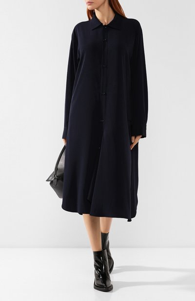 Платье YOHJI YAMAMOTO темно-синего цвета по цене 56250 руб., арт. YJ-D03-500, фото 2 Платье YOHJI YAMAMOTO, арт. YJ-D03-500, фото 2
