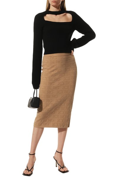 Юбка из вискозы и хлопка ICEBERG бежевого цвета по цене 42400 руб., арт. 22I I2P0/AC01/7089, фото 2 Юбка из вискозы и хлопка ICEBERG, арт. 22I I2P0/AC01/7089, фото 2