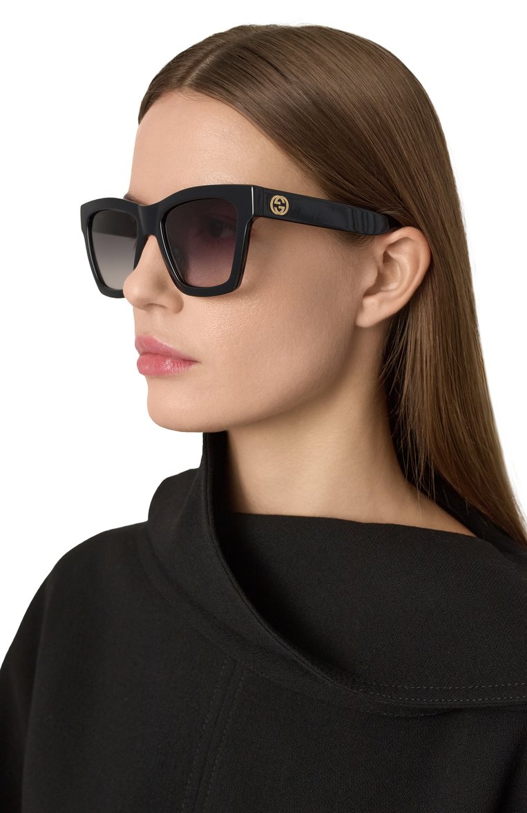 Женские солнцезащитные очки GUCCI черного цвета, арт. GG1714S 001 | Фото 2 (Тип очков: С/з; Материал: Пластик; Нос: Не проставлено; Региональные ограничения белый список (Axapta Mercury): Не проставлено; Очки форма: Квадратные; Оптика Гендер: оптика-женское)