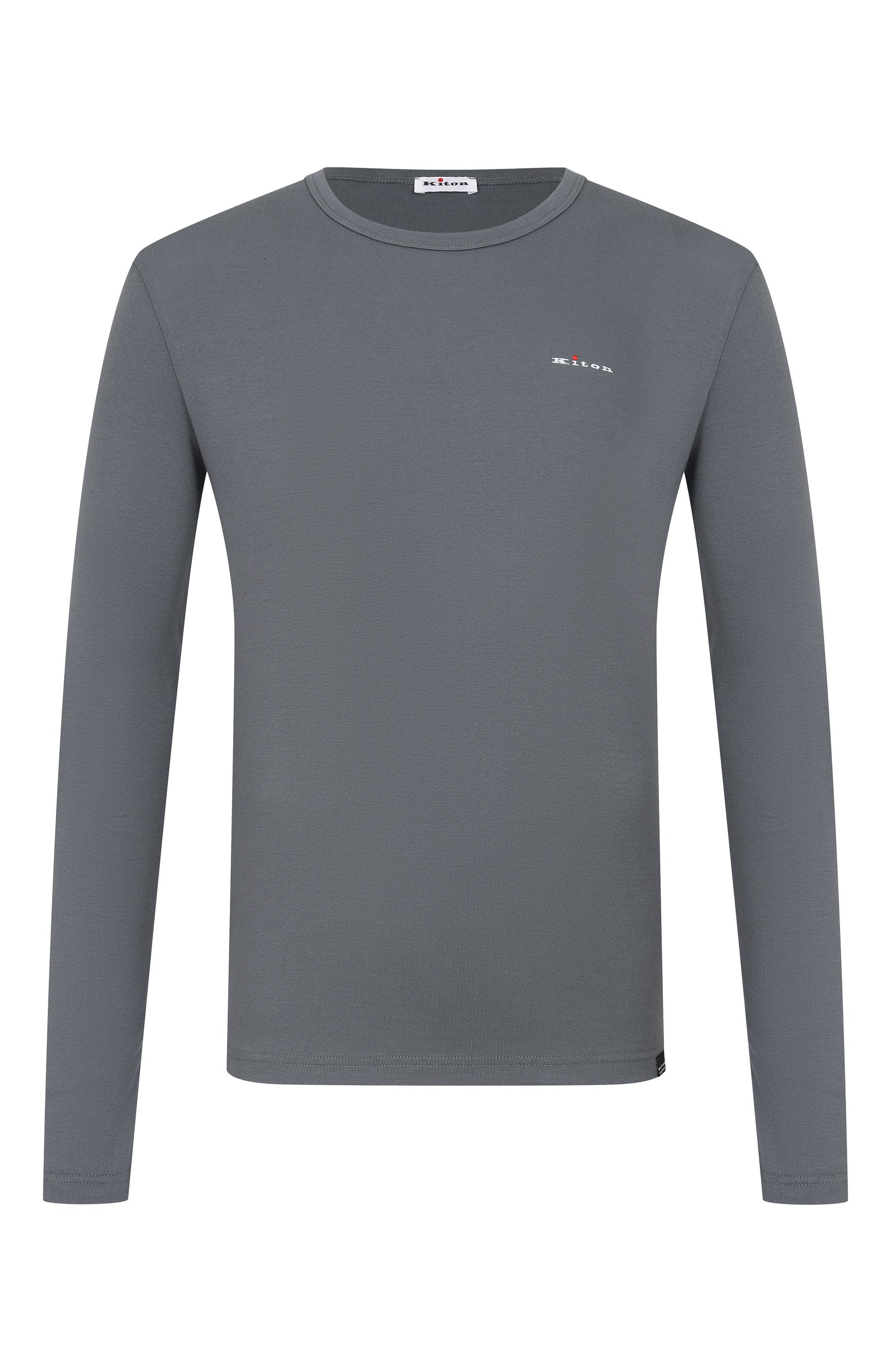 Хлопковый лонгслив KITON темно-серого цвета по цене 48950 руб., арт. UNWM012K0263L, фото 1 Хлопковый лонгслив KITON, арт. UNWM012K0263L, фото 1
