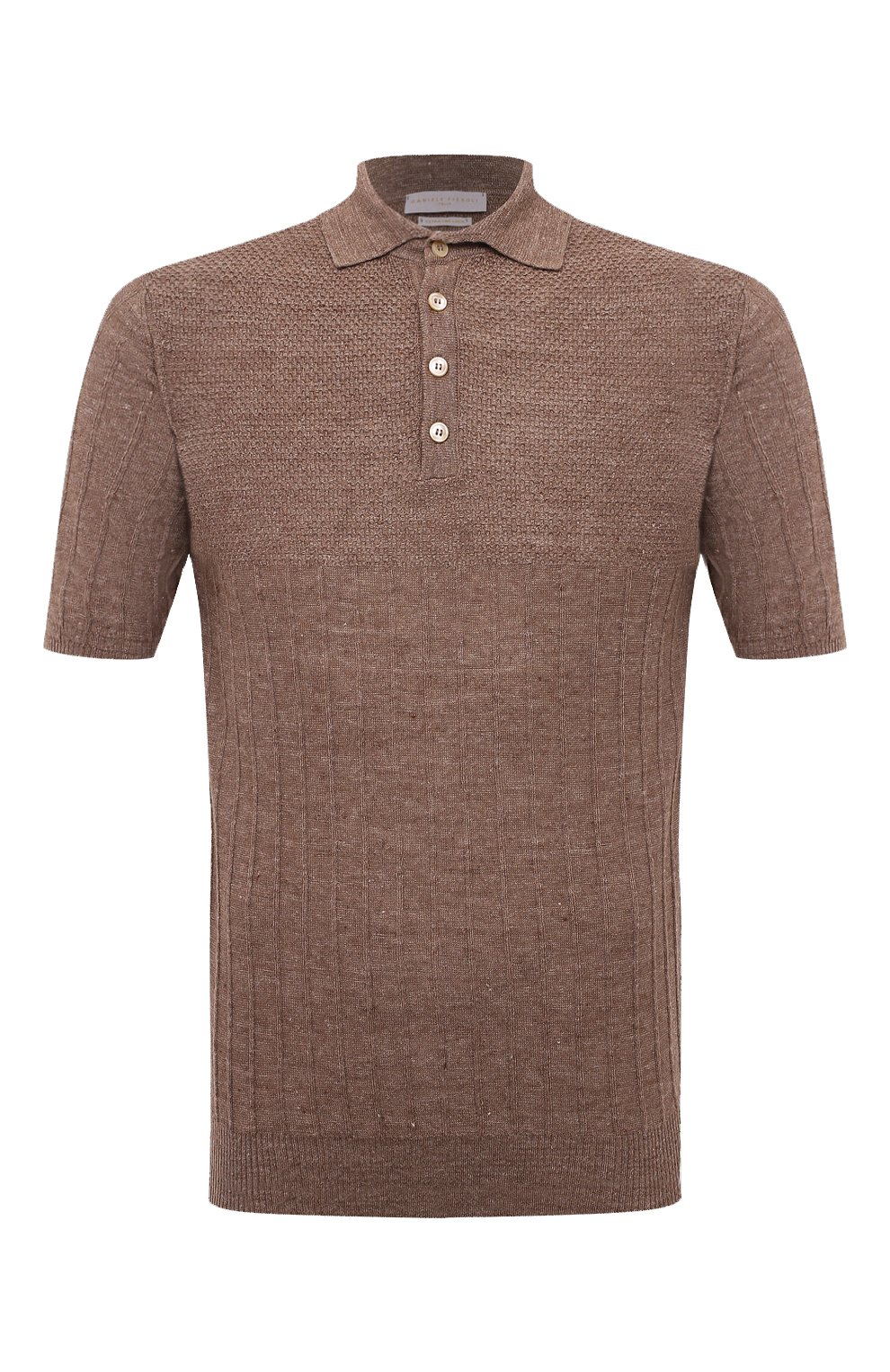 Поло изо льна и хлопка DANIELE FIESOLI коричневого цвета по цене 17550 руб., арт. DF0390, фото 1 Поло изо льна и хлопка DANIELE FIESOLI, арт. DF0390, фото 1