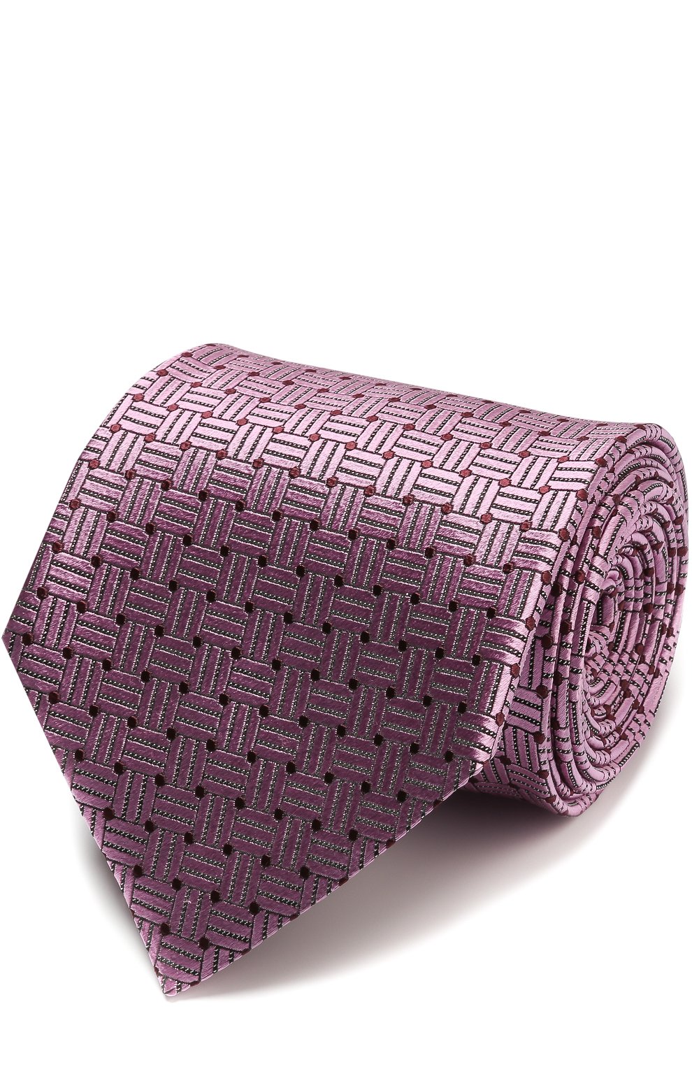 Шелковый галстук с узором ZEGNA розового цвета по цене 22450 руб., арт. Z9E691XW, фото 1 Шелковый галстук с узором ZEGNA, арт. Z9E691XW, фото 1
