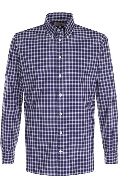 Хлопковая рубашка в клетку с воротником button-down TURNBULL & ASSER, арт. SHI150-BB570, фото 1