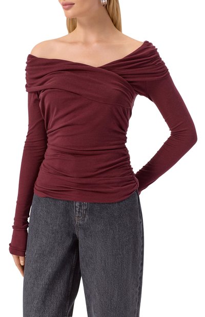 Топ из вискозы и шерсти 12 STOREEZ бордового цвета по цене 9800 руб., арт. 133777, фото 3 Топ из вискозы и шерсти 12 STOREEZ, арт. 133777, фото 3