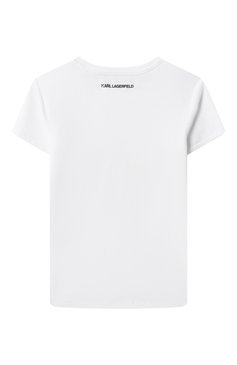 Детская хлопковая футболка KARL LAGERFELD KIDS белого цвета, арт. Z30489 | Фото 2 (Драгоценные камни: Проставлено; Материал сплава: Проставлено; Рукава: Короткие; Материал внешний: Хлопок; Девочки Кросс-КТ: футболка-одежда; Ростовка одежда: 5 лет | 110 см, 9 лет | 134 см, 7 лет | 122 см, 12 лет | 152 см, 13 - 15 лет | 158 см, 16 лет | 164 см)