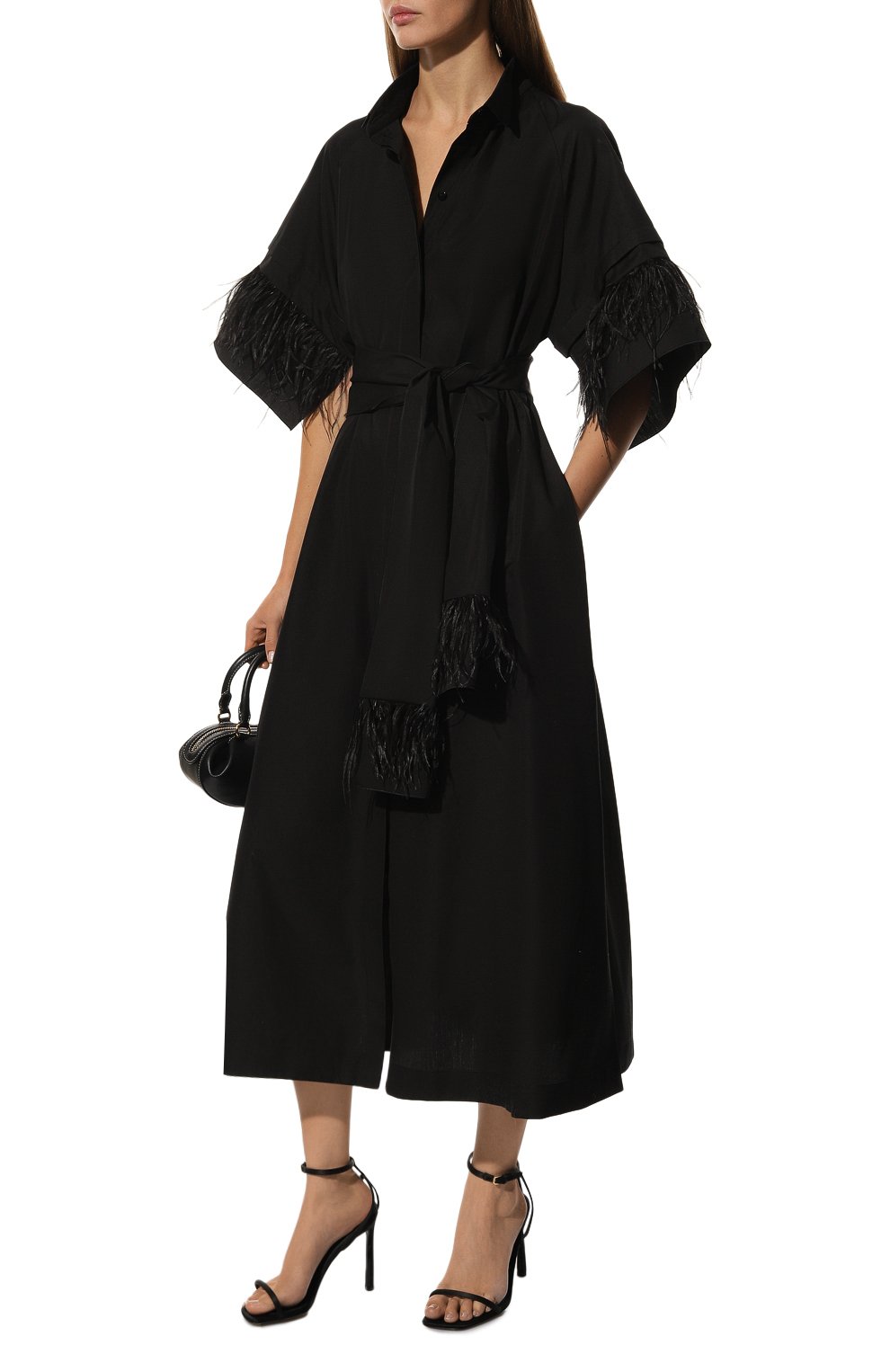 Хлопковое платье с отделкой перьями TEGIN, арт. SD2375-01, фото 2