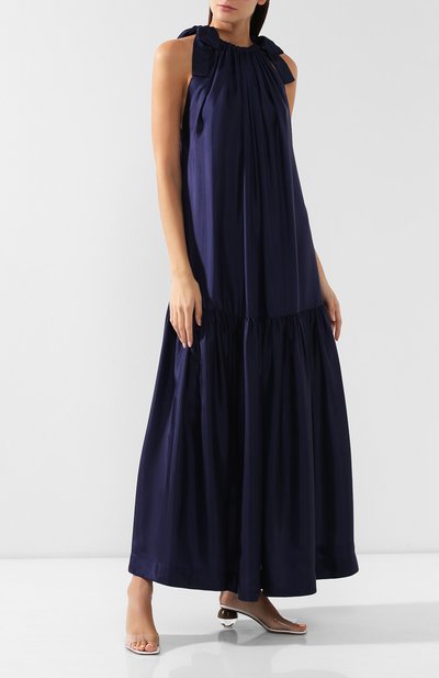 Шелковое платье I.D. SARRIERI синего цвета по цене 97450 руб., арт. BW50580_S19_с19, фото 2 Шелковое платье I.D. SARRIERI, арт. BW50580_S19_с19, фото 2