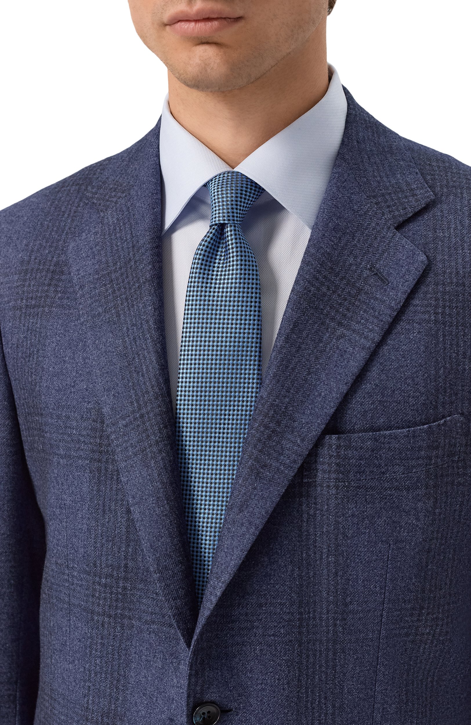 Шелковый галстук KITON голубого цвета по цене 41650 руб., арт. UCRVKPC03M19, фото 2 Шелковый галстук KITON, арт. UCRVKPC03M19, фото 2