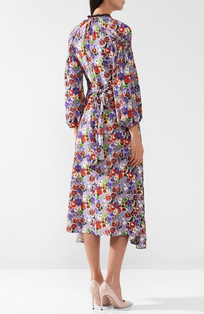 Шелковое платье-миди с воротником стойкой и принтом PRADA, арт. P36S0R-1RZK-F0014, фото 4