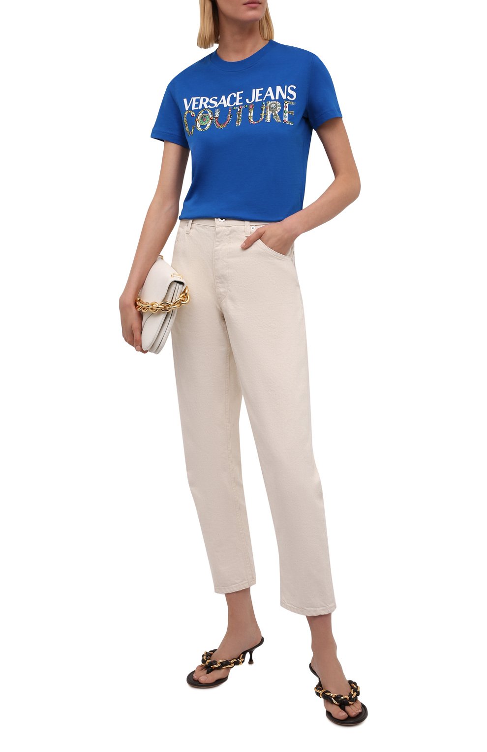 Хлопковая футболка VERSACE JEANS COUTURE, арт. 71HAHF03-71DP613 R L0G0 BIJ0UX 0RGANIC/CJ00F, фото 2