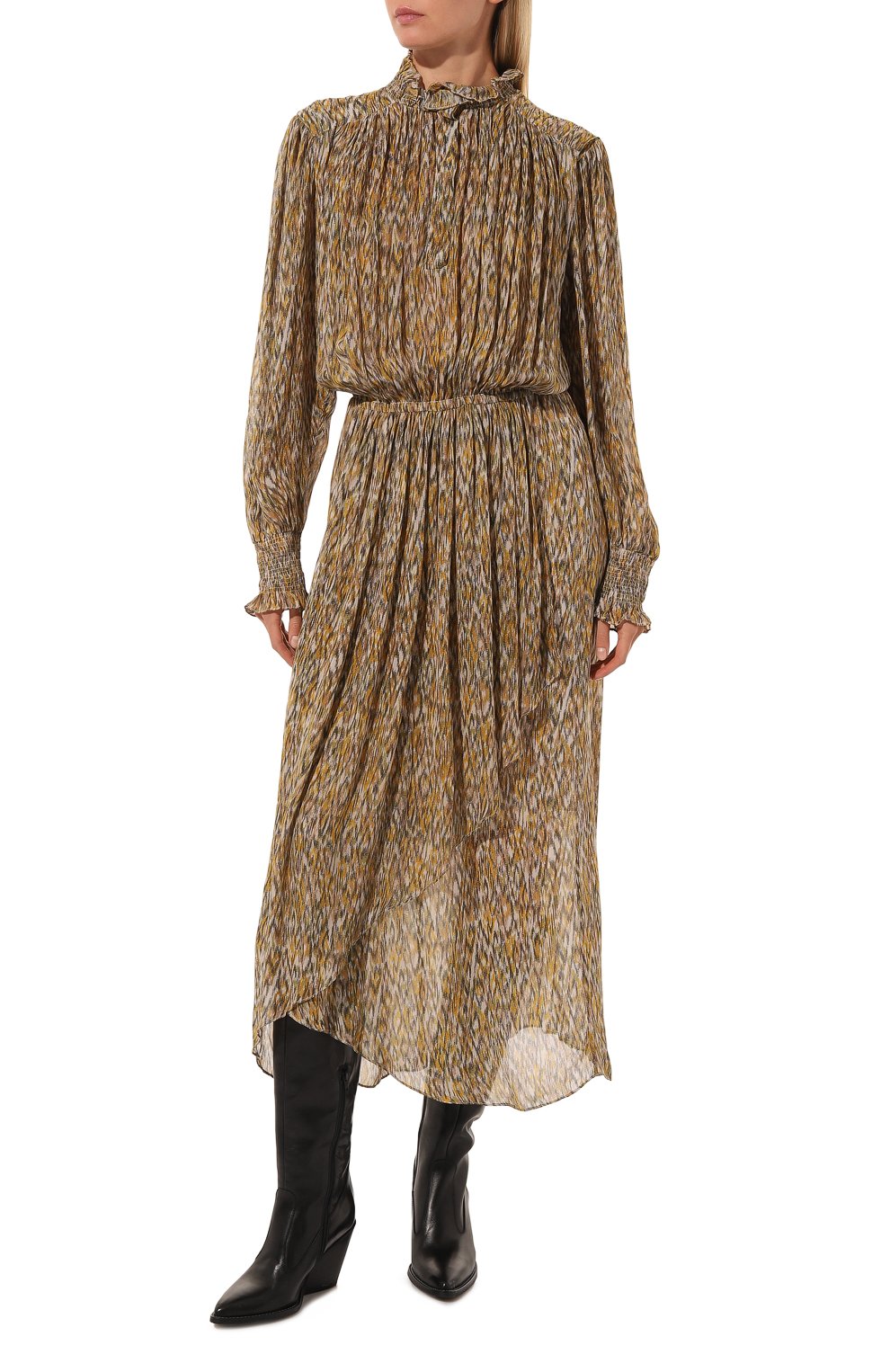 Платье из вискозы ISABEL MARANT ETOILE хаки цвета по цене 89950 руб., арт. 22ARO2198/22A034E67KI, фото 3 Платье из вискозы ISABEL MARANT ETOILE, арт. 22ARO2198/22A034E67KI, фото 3