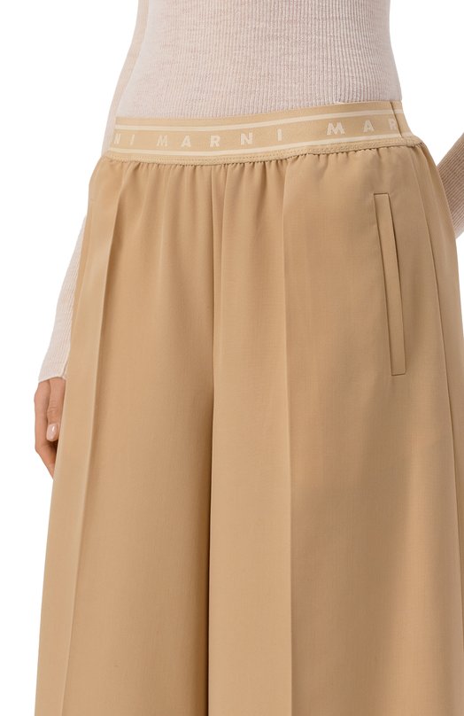 Шерстяные брюки Marni PAMA0604A0/UTWA32 Бежевый  PAMA0604A0/UTWA32 Фото 5