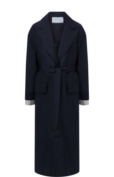 Женское однотонное пальто с поясом PRADA, арт. P675H-1IEA-F0124