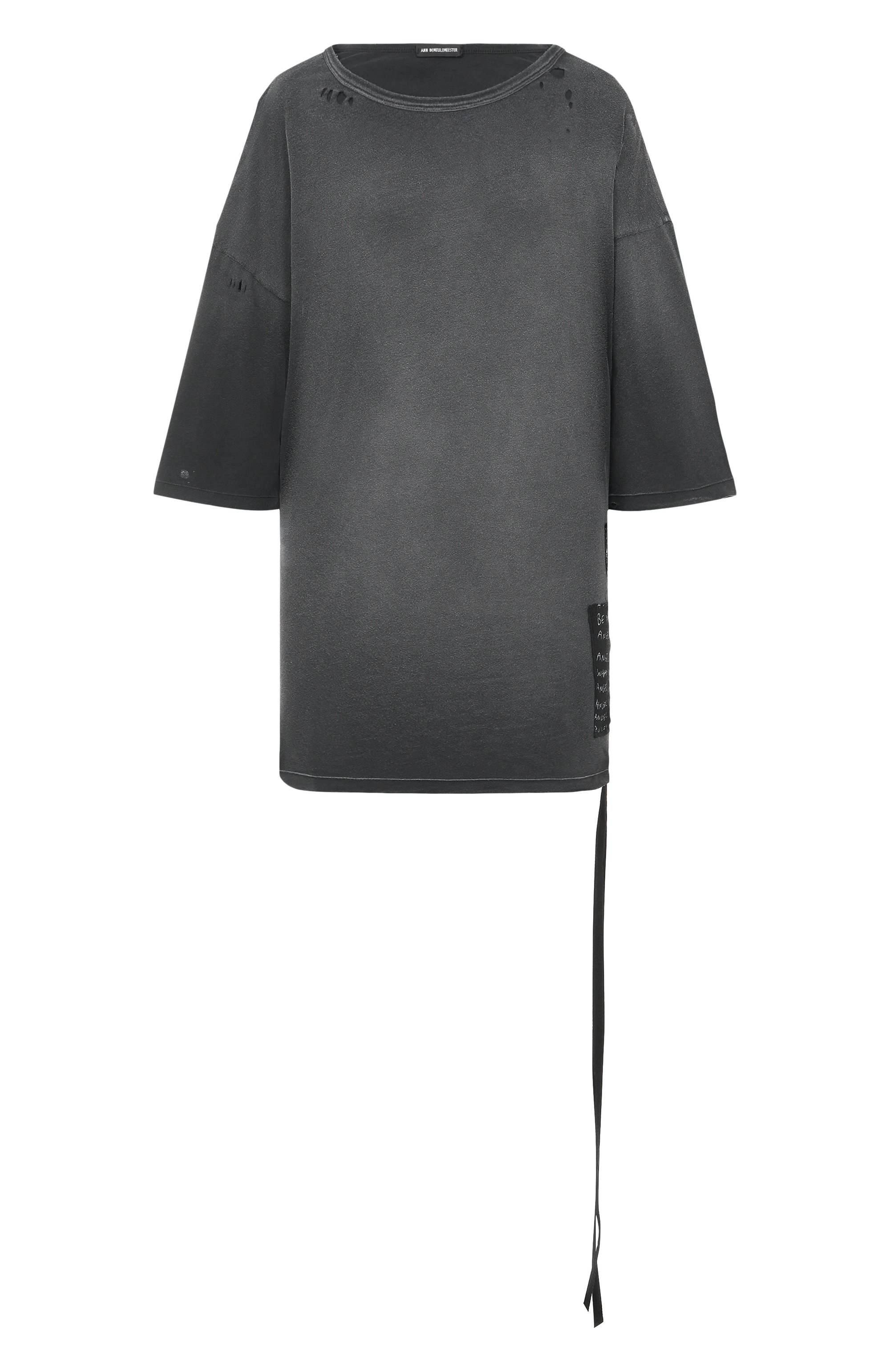 Хлопковая футболка ANN DEMEULEMEESTER серого цвета по цене 55600 руб., арт. B0013244/FA637, фото 1 Хлопковая футболка ANN DEMEULEMEESTER, арт. B0013244/FA637, фото 1