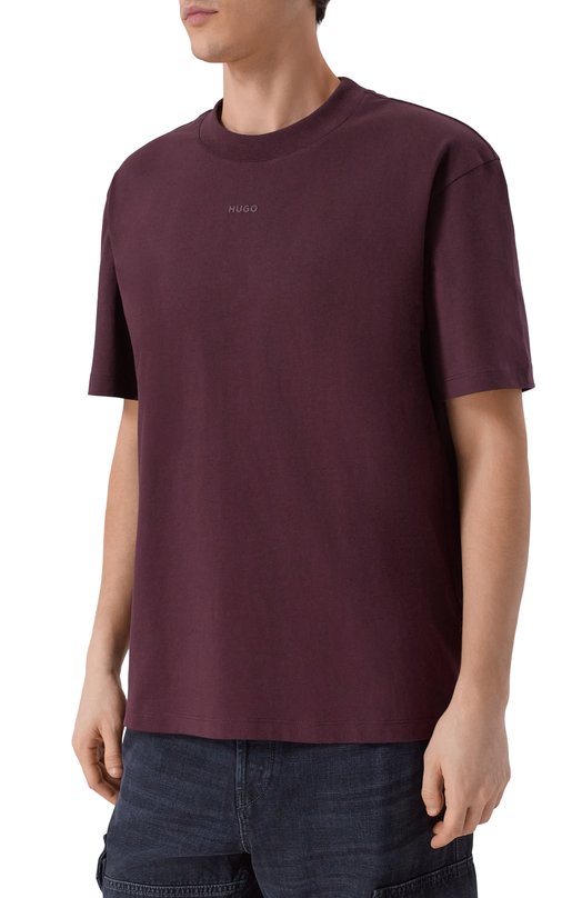 Хлопковая футболка HUGO 50488330 Бордовый  50488330 Фото 3