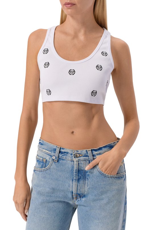 Хлопковый топ Philipp Plein SAFC WJK0190 PTE004N Белый  SAFC WJK0190 PTE004N Фото 3