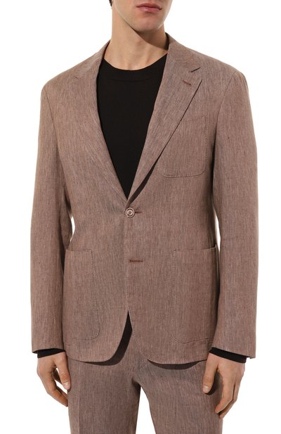 Костюм изо льна и хлопка CANALI коричневого цвета по цене 129500 руб., арт. 20276/53/AE02520/0UTLET AW22-23, фото 2 Костюм изо льна и хлопка CANALI, арт. 20276/53/AE02520/0UTLET AW22-23, фото 2