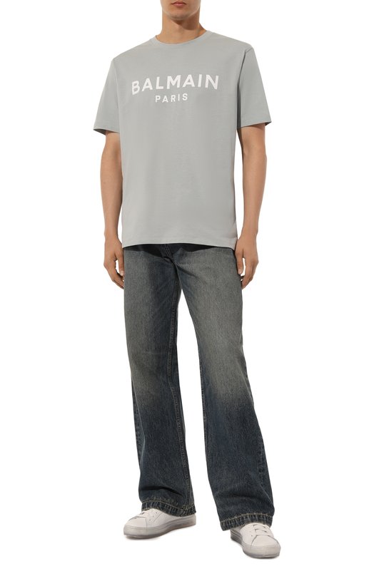 Хлопковая футболка Balmain DH1EG000/BB73 Серый  DH1EG000/BB73 Фото 2