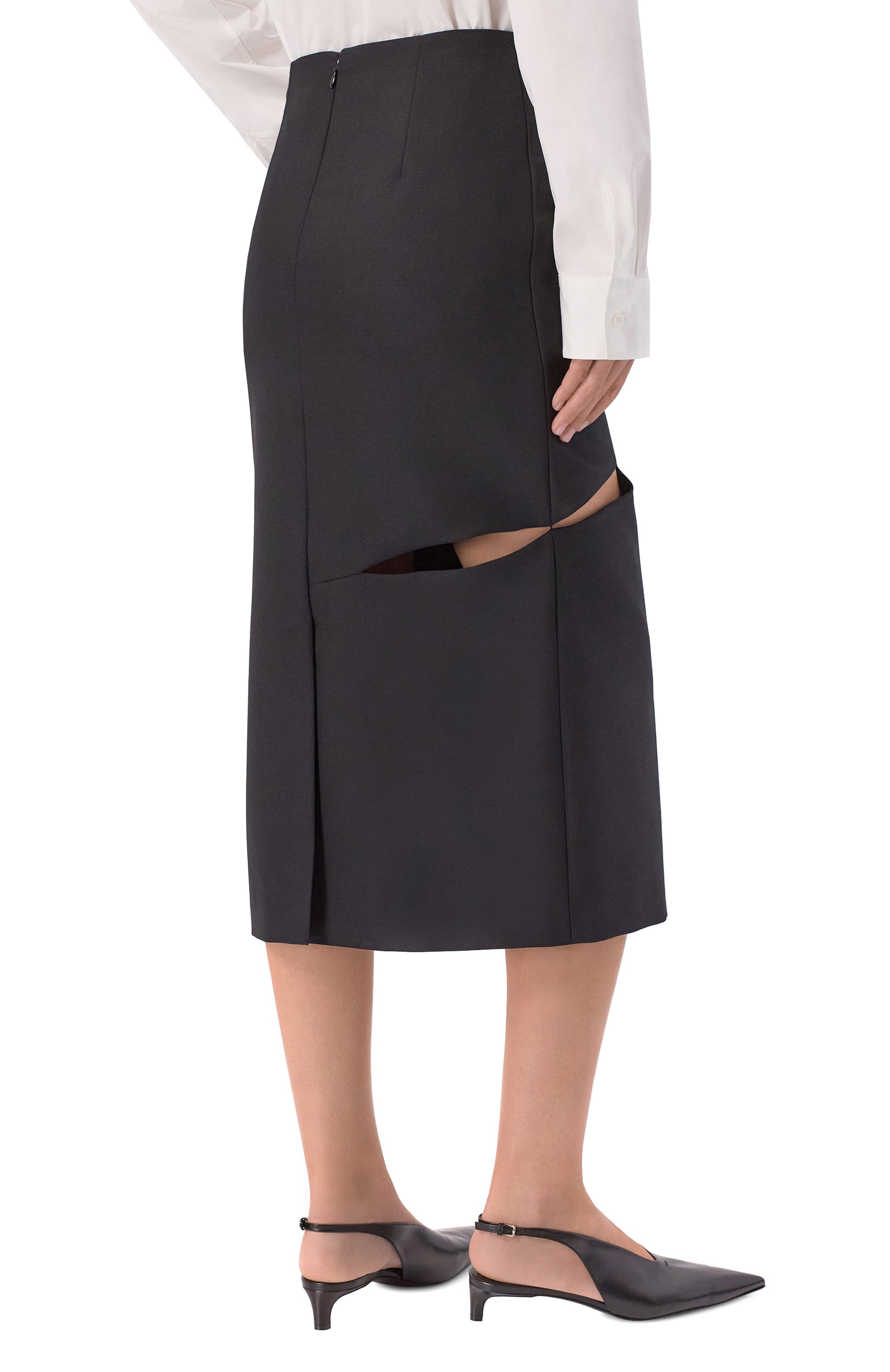Шерстяная юбка JIL SANDER черного цвета по цене 169500 руб., арт. J03MA0294/J40330, фото 4 Шерстяная юбка JIL SANDER, арт. J03MA0294/J40330, фото 4