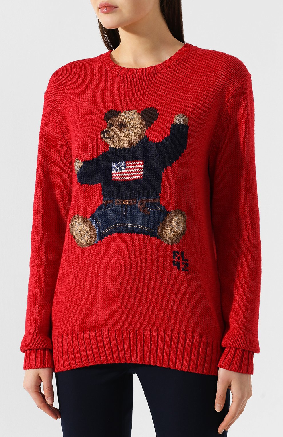 Пуловер из смеси хлопка и льна POLO RALPH LAUREN красного цвета по цене 23500 руб., арт. 211752574, фото 3 Пуловер из смеси хлопка и льна POLO RALPH LAUREN, арт. 211752574, фото 3