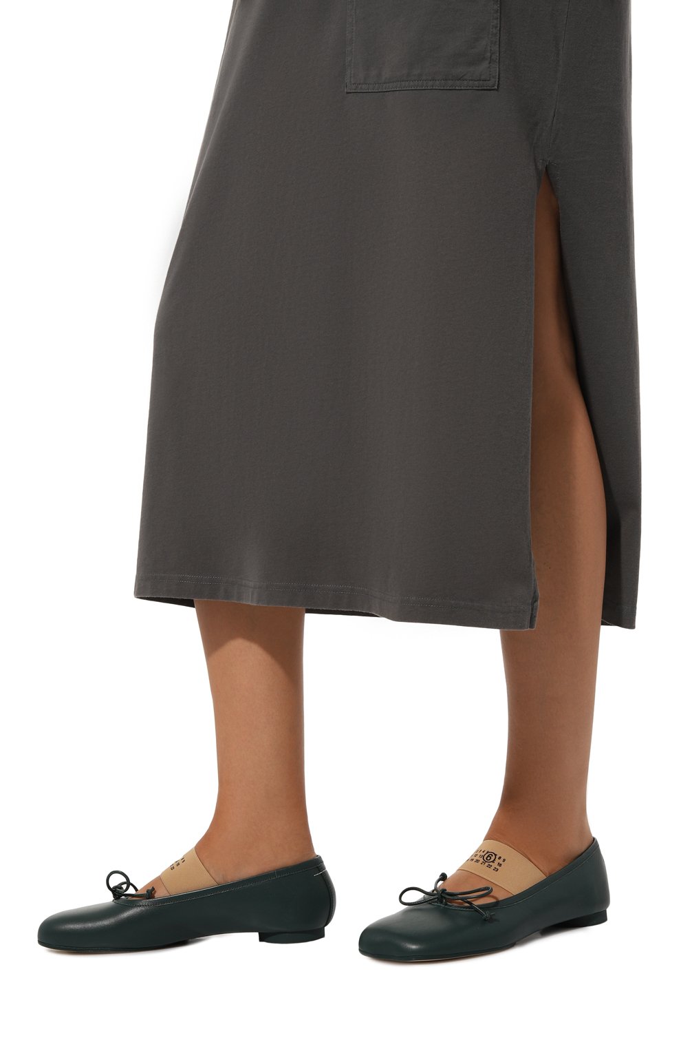 Кожаные балетки anatomic MM6 зеленого цвета по цене 59400 руб., арт. S59WZ0099/P3628, фото 3 Кожаные балетки anatomic MM6, арт. S59WZ0099/P3628, фото 3