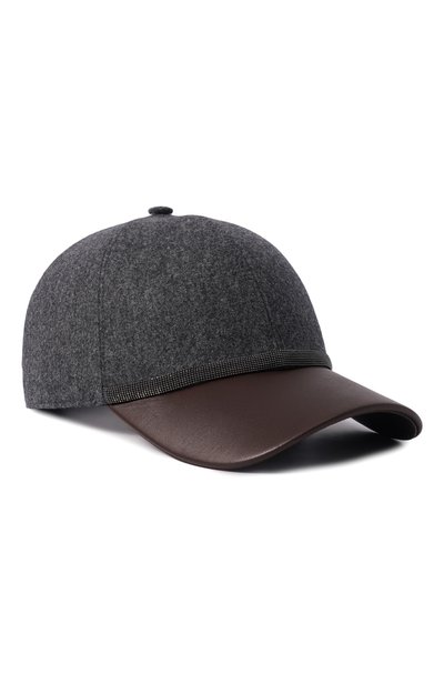 Женская бейсболка из шерсти и кожи BRUNELLO CUCINELLI, арт. MCAP90223