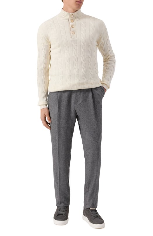 Шерстяные брюки Brunello Cucinelli M038PE1740 Серый  M038PE1740 Фото 2