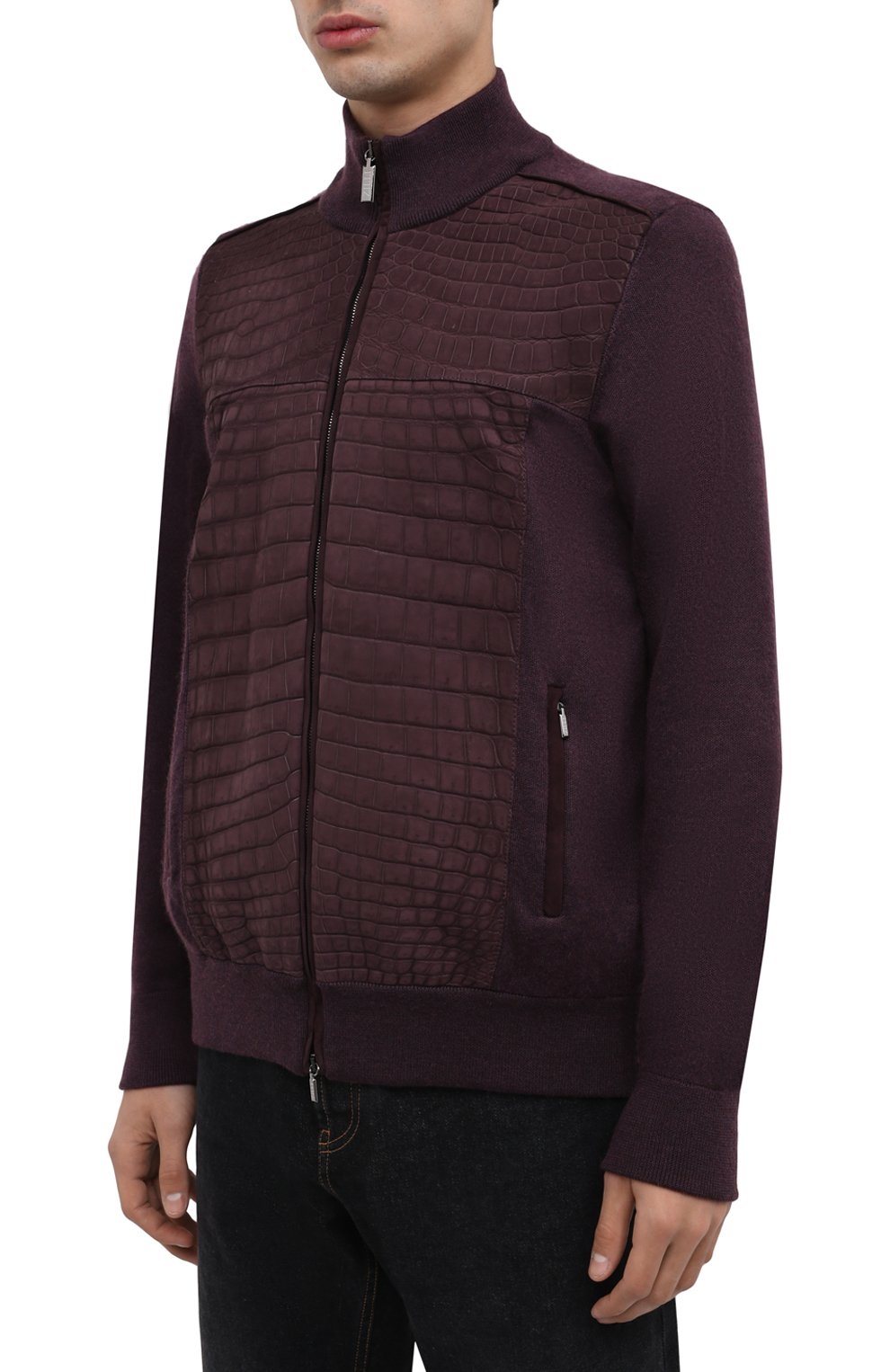 Кардиган с отделкой из кожи аллигатора ZILLI, арт. MBW-NC315-CR0C1/ML01/AMIS, фото 3