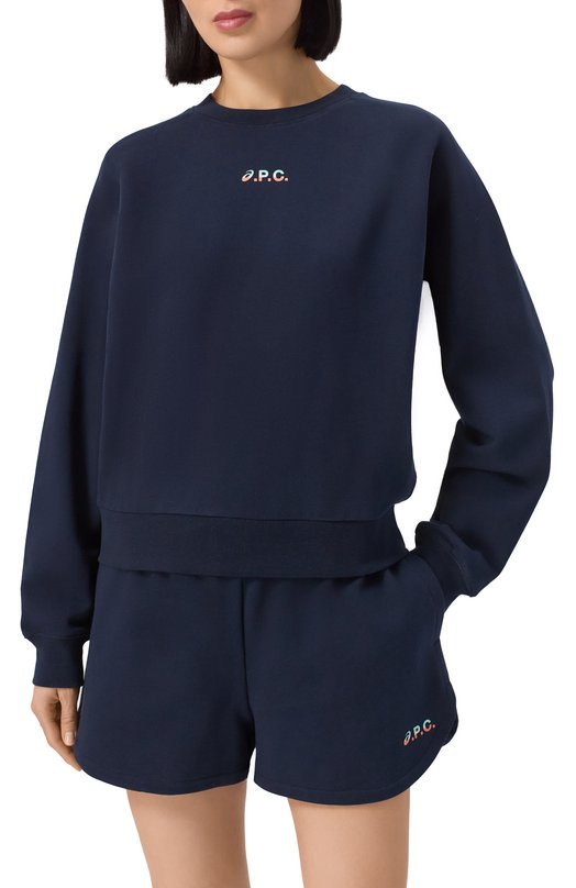 Хлопковый свитшот A.P.C. C0EZD-F27959 Синий  C0EZD-F27959 Фото 3