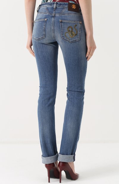Джинсы прямого кроя с потертостями ROBERTO CAVALLI, арт. FQJ218/DS002, фото 4